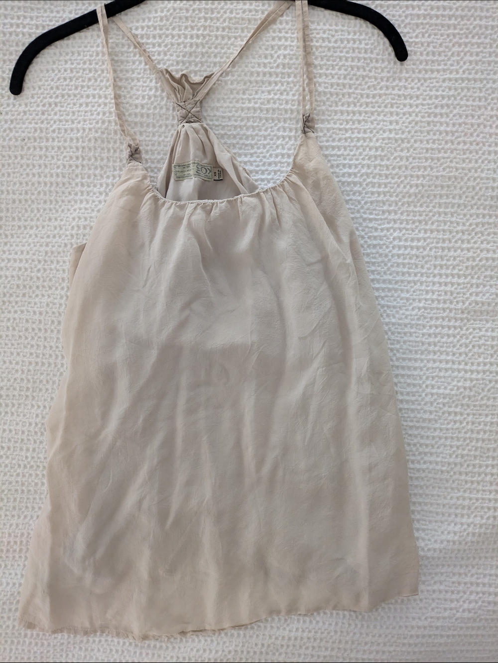 Go By Go Silk Cream Halter 100% Silk Tank Top